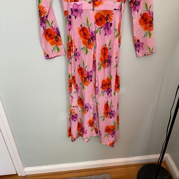 MSGM Milano Pink Floral Long Sleeve Maxi Dress S/M - Picture 9 of 13